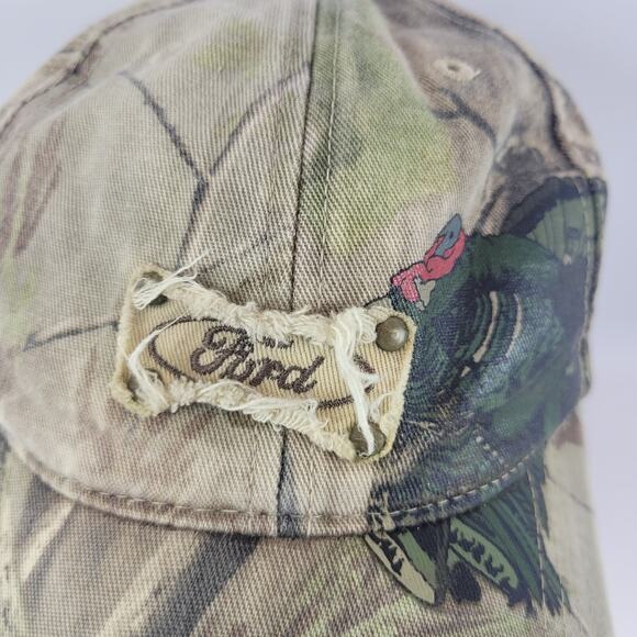 Ford Brand Outdoors Camo Turkey Hunting Paramount Distressed Baseball Cap Hat Ad - Picture 2 of 11